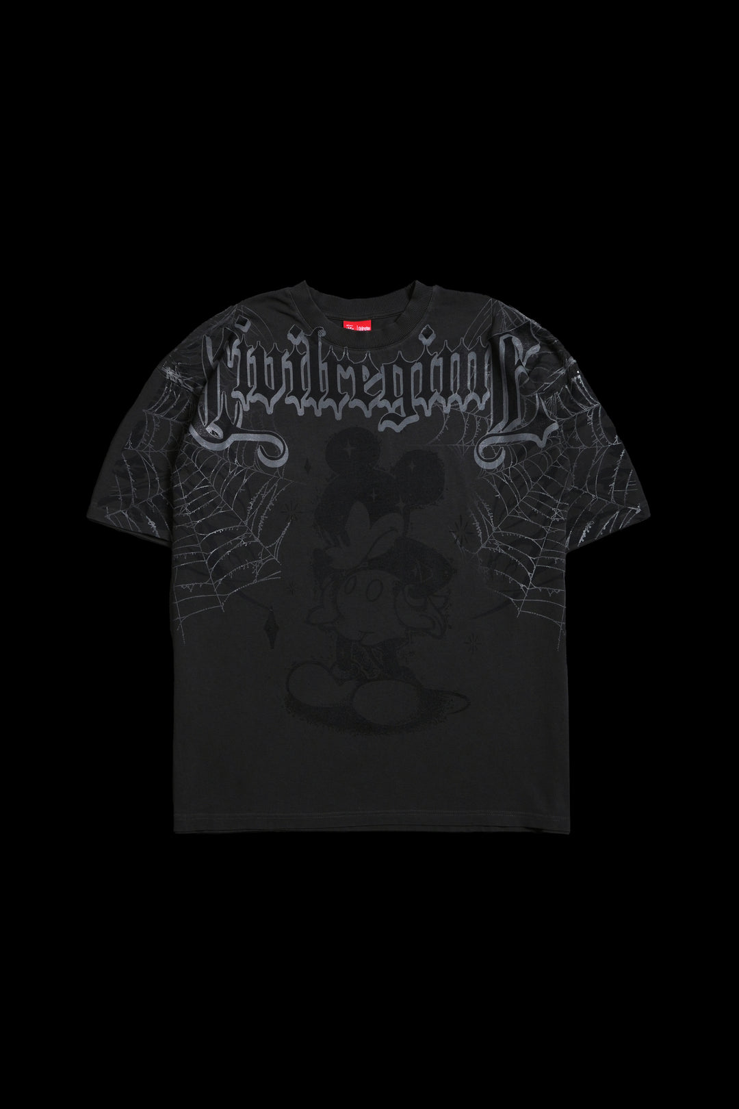 Cobweb Mickey American Classic Oversized Tee in Vintage Ashes