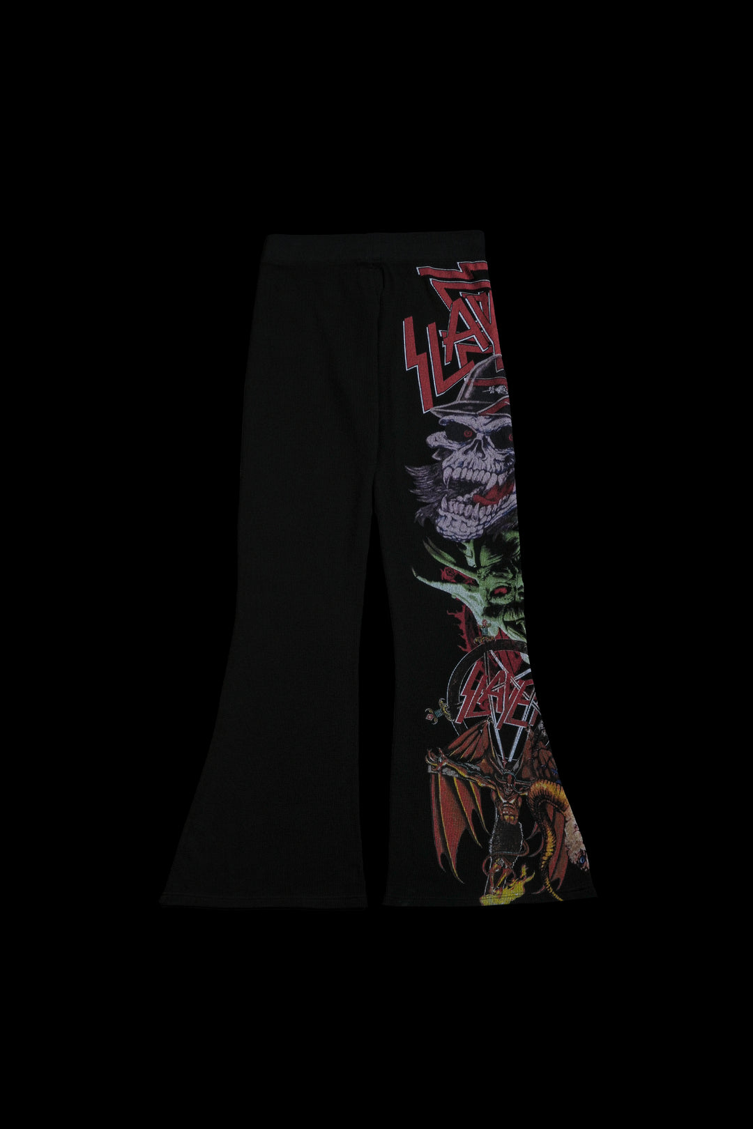 Delusions Waffle Thermal Flared Leggings in Black