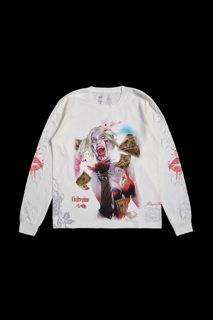 Mad Love Money Midnight L/S Tee in White