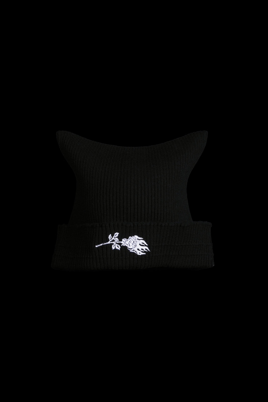 Mysterio Rose Script Horns Beanie in Black