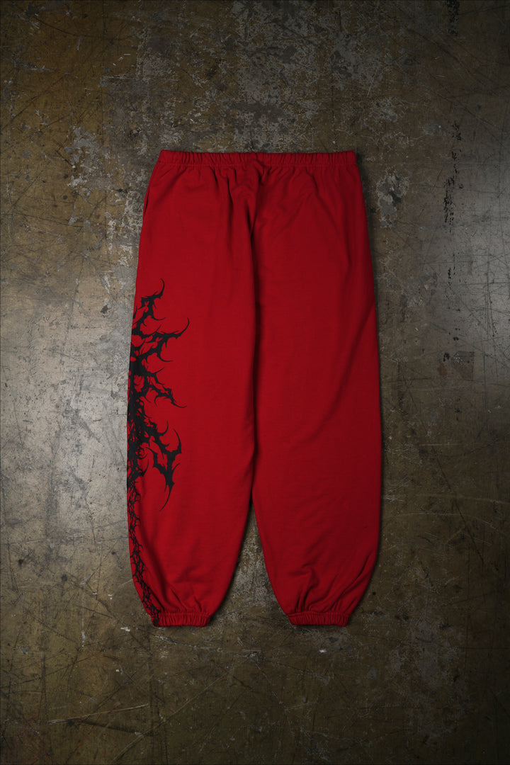 Plaid Punks Lounger Sweat Pants in Equestrian Red