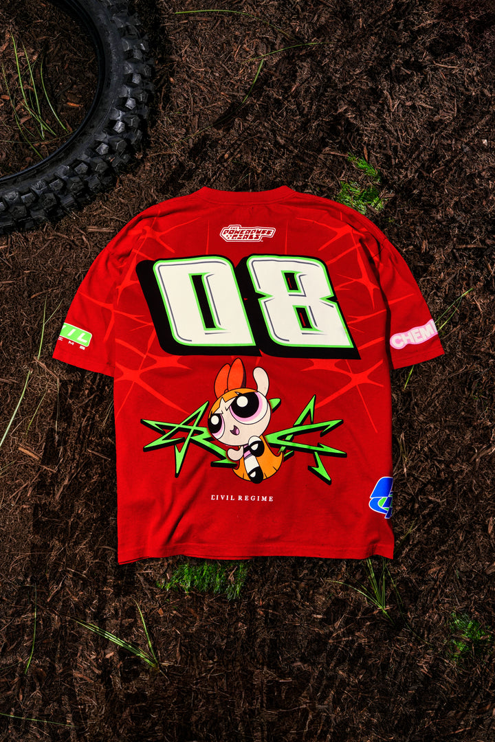 Legend Of Blossom "Side By Side" 199X Oversized Tee in Equestrian Red