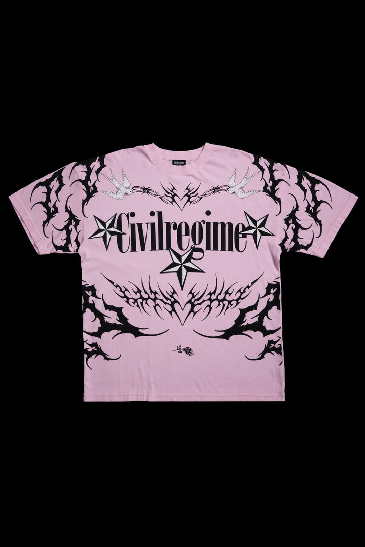 Fracture American Classic Oversized Tee in Baby Pink
