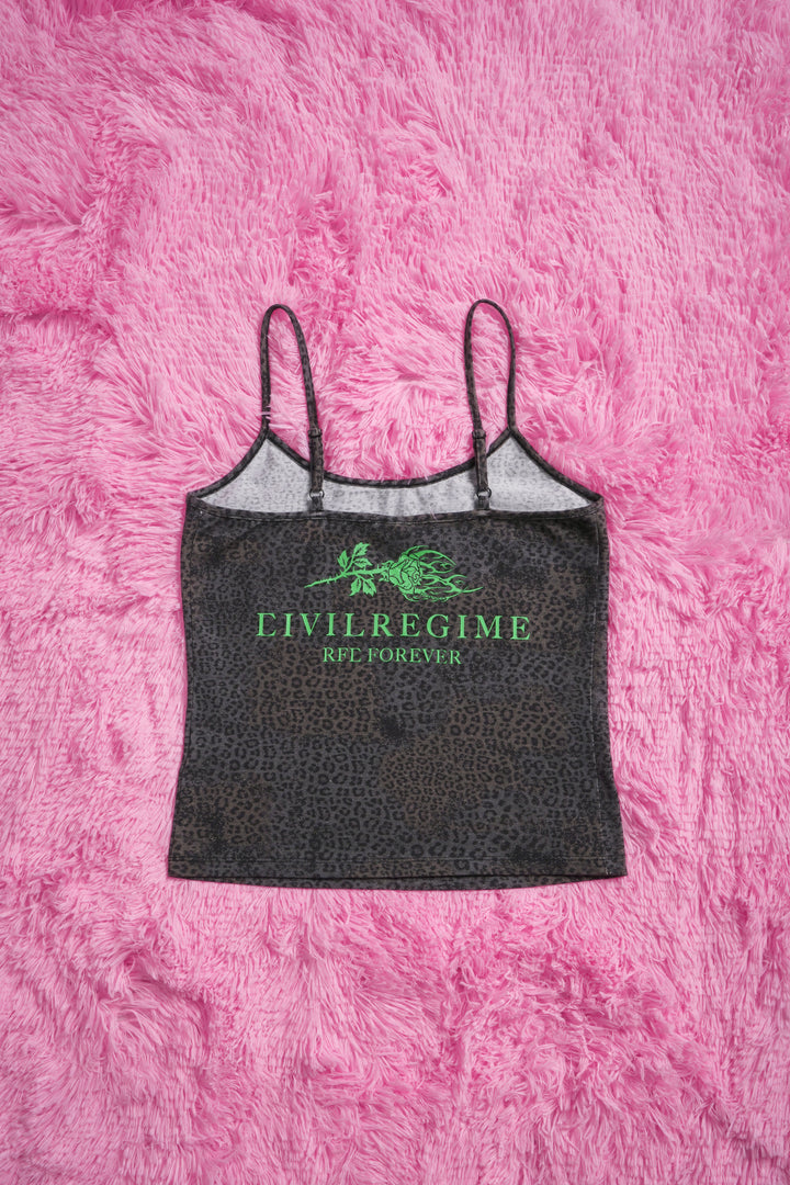 Green Roses Cami Shirt in Black