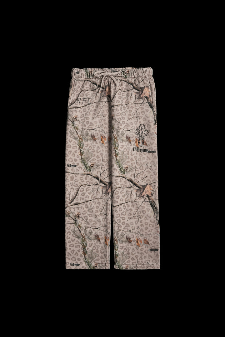 Concrete Sin Wide Leg Fleece Pants in Sun Wash Real Leopard Camo