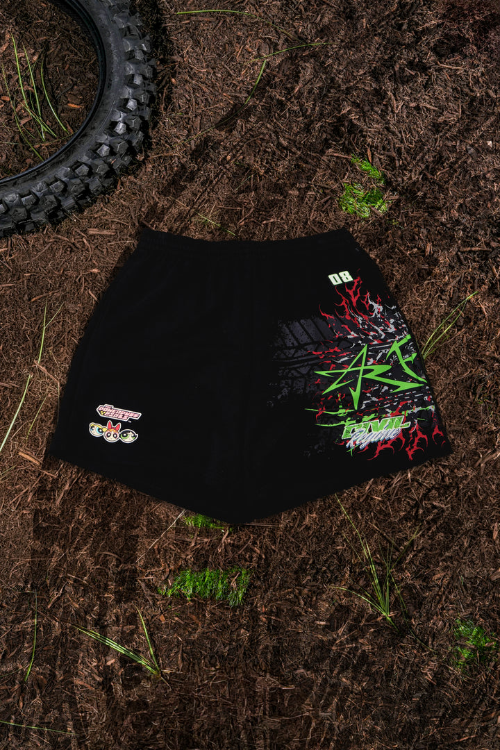 To The Rescue Thorns Baggy Shorts in Black