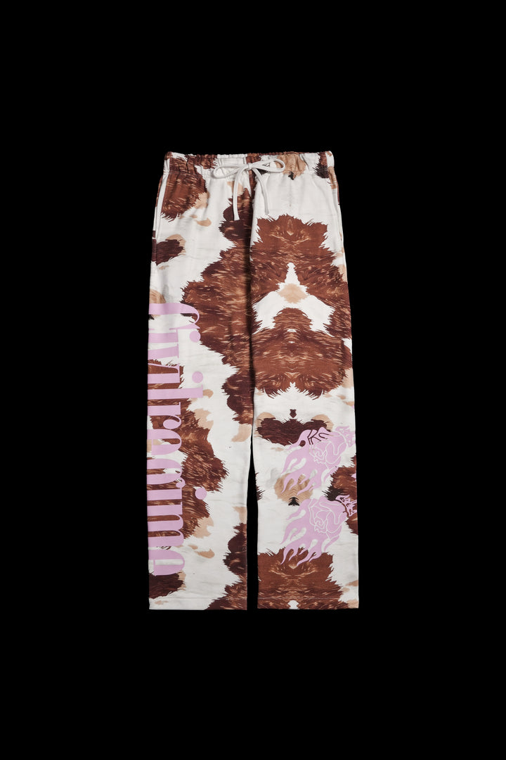 Concrete Bloom Wide Leg Pants in Cow Print