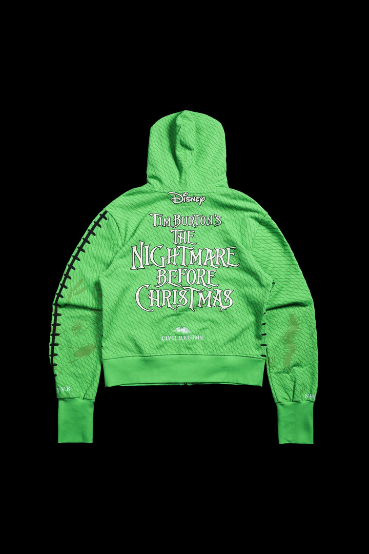 Oogie Boogie Civil Cowl Zip Up Hoodie in Acid Green