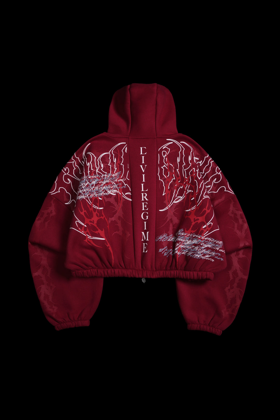 Letter To You Ultra Crop Zip Up Hoodie in Dark Red