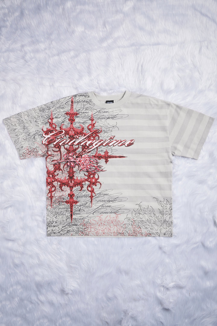 Lions And Lambs 199X Oversized Tee in Butter Stripe