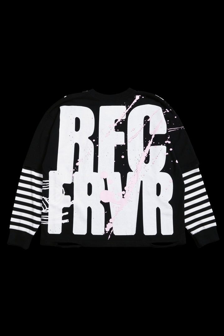 Music On, World Off Distressed Twofer in Black Stripe Black/White