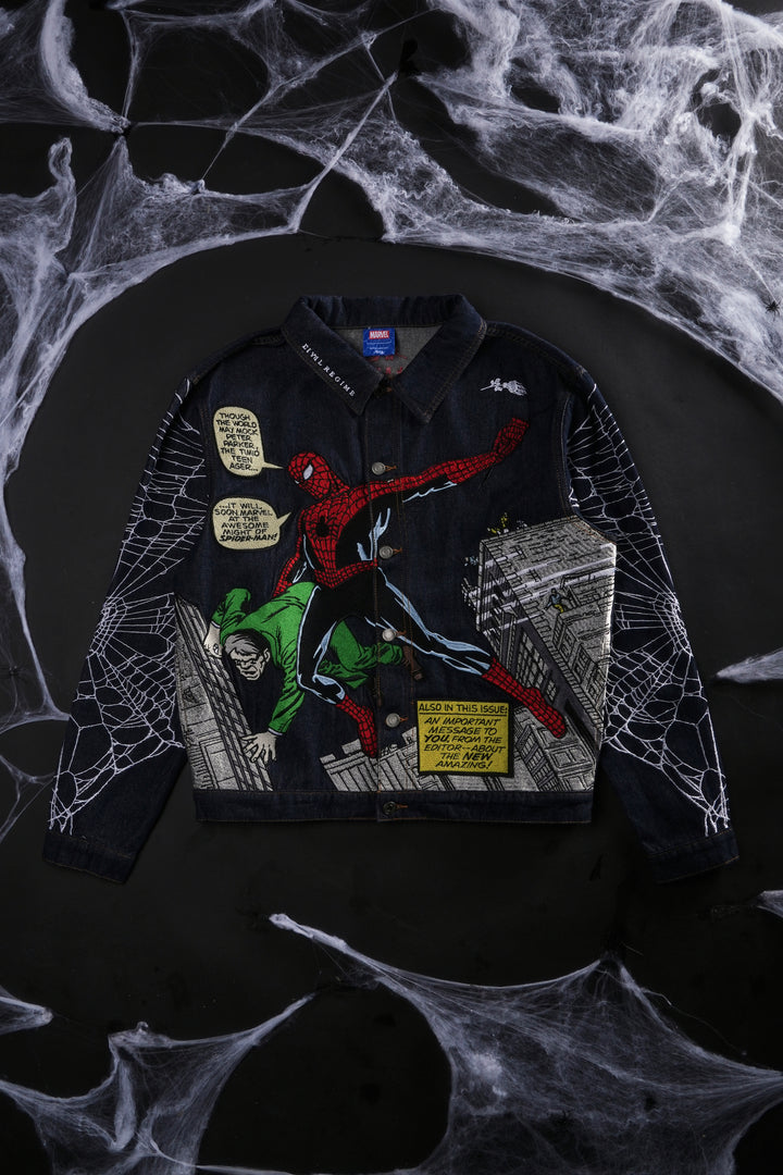 Webs From Concrete Raw Denim Jacket in Denim Blue