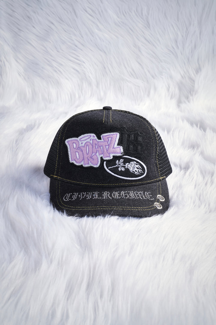 Civil Bratz Cap Denim Trucker Hat in Dark Denim Wash