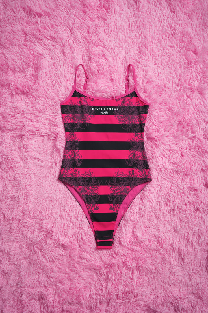 Regime Noire Pookie Cami Bodysuit in Black/Hot Pink
