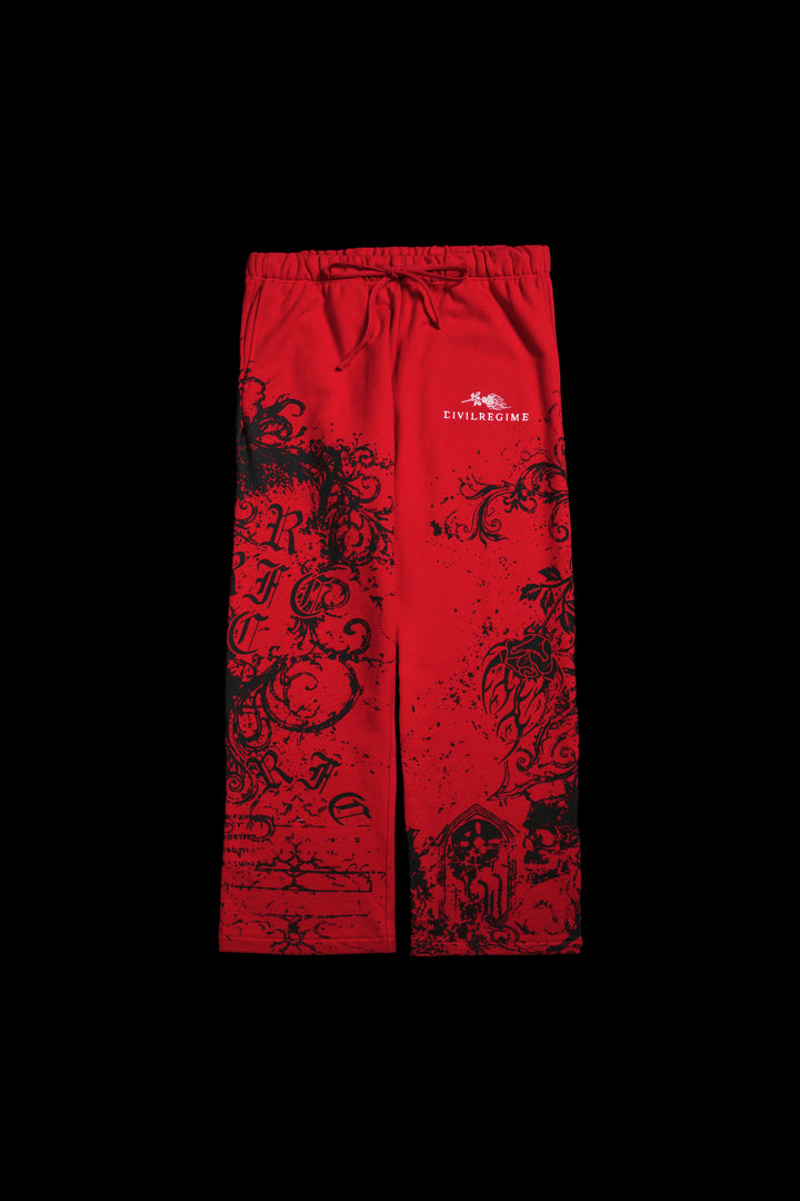 Ancient Ones Eternal Wide Leg Fleece Pants in E-Red