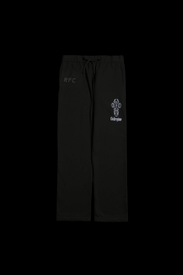 Concrete Sin Wide Leg Fleece Pants in Black