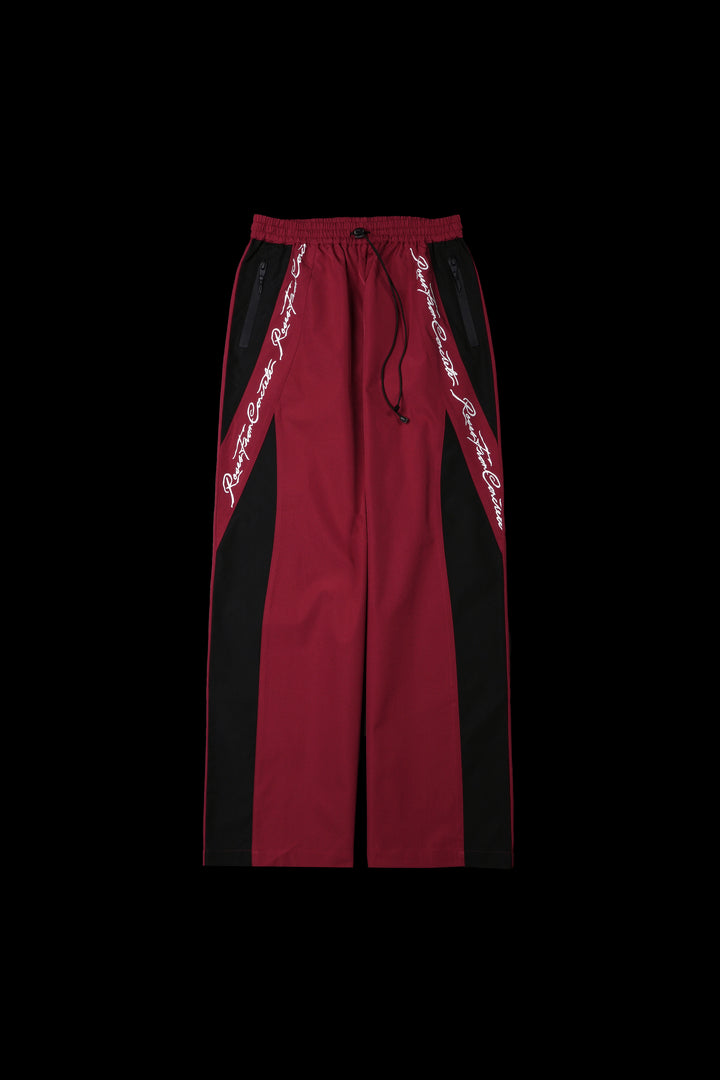 Concrete Script Wide Leg Track Pants in Red/Black/White