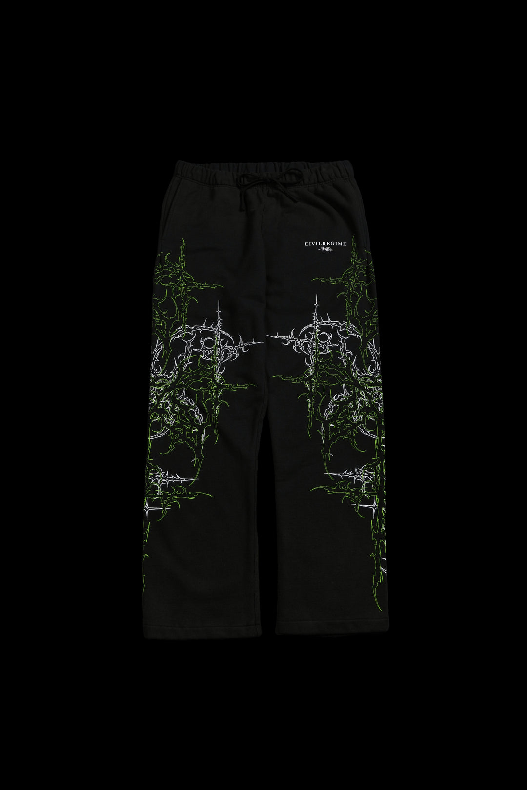 Lucid Eternal Wide Leg Fleece Pants in Vintage Black/Acid Green