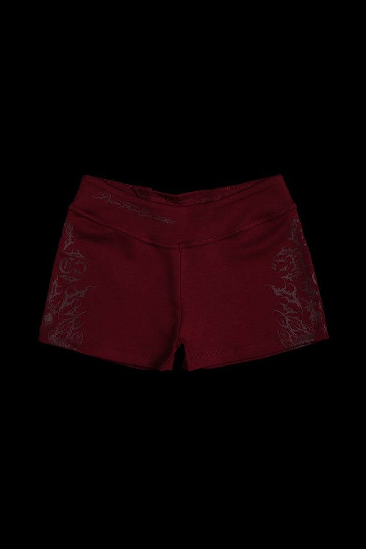 Rose Amore Laced Up Rose Shorts in Radiant Red