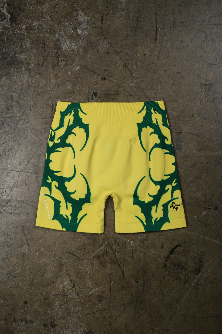 Alpha Aura Kelly Seamless Shorts in Yellow