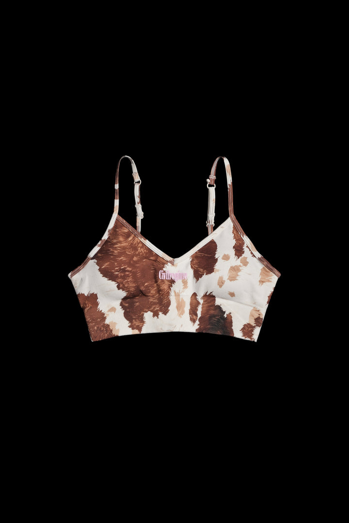 Concrete Kelly Seamless Bra in Cow Print