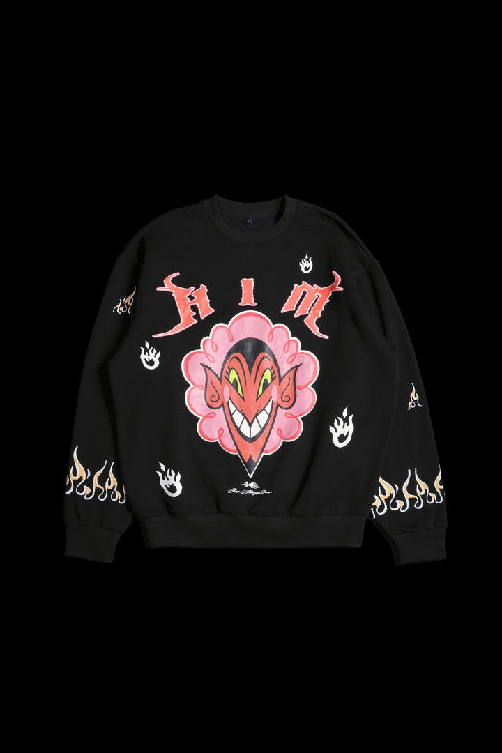 Prince Of Darkness Cozy Crewneck in Black