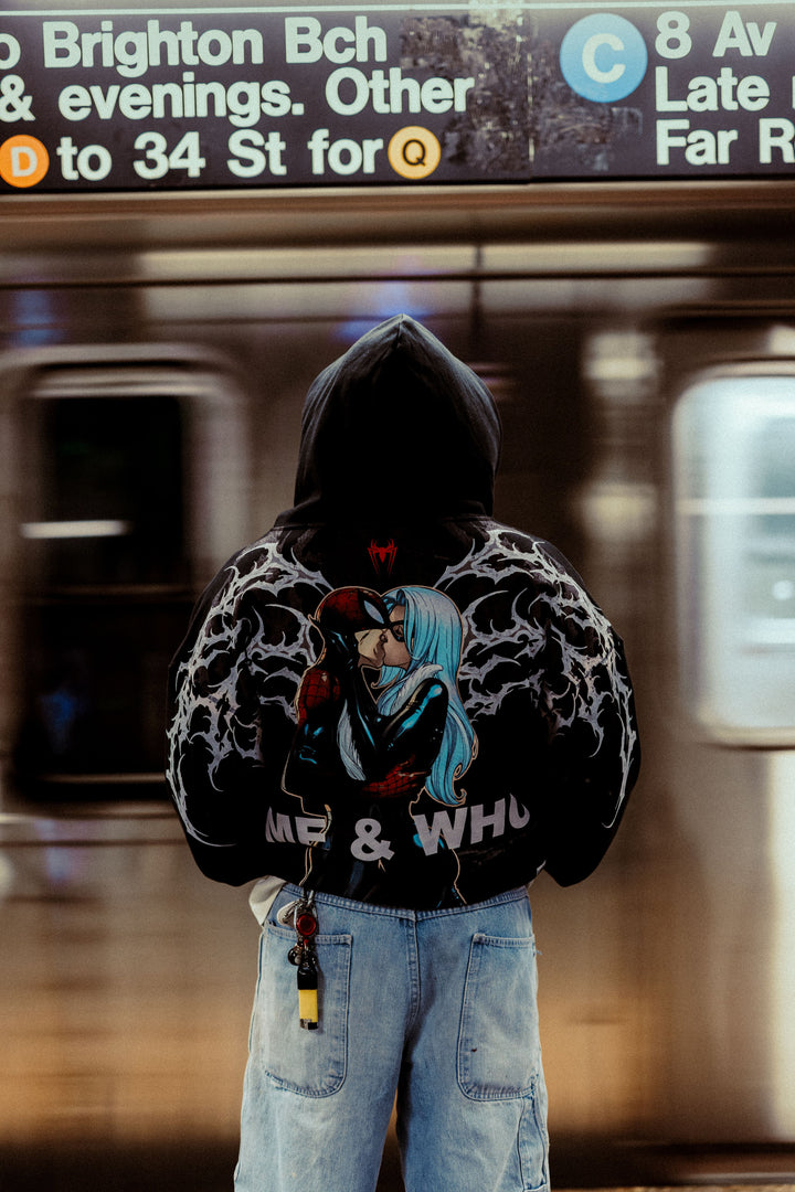 Spiderman And Me Civil Zip Up Hoodie in Black
