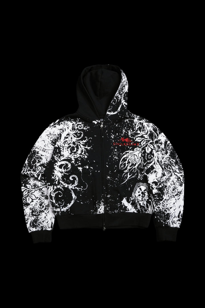 Ancient Ones Civil Zip Up Hoodie in Black