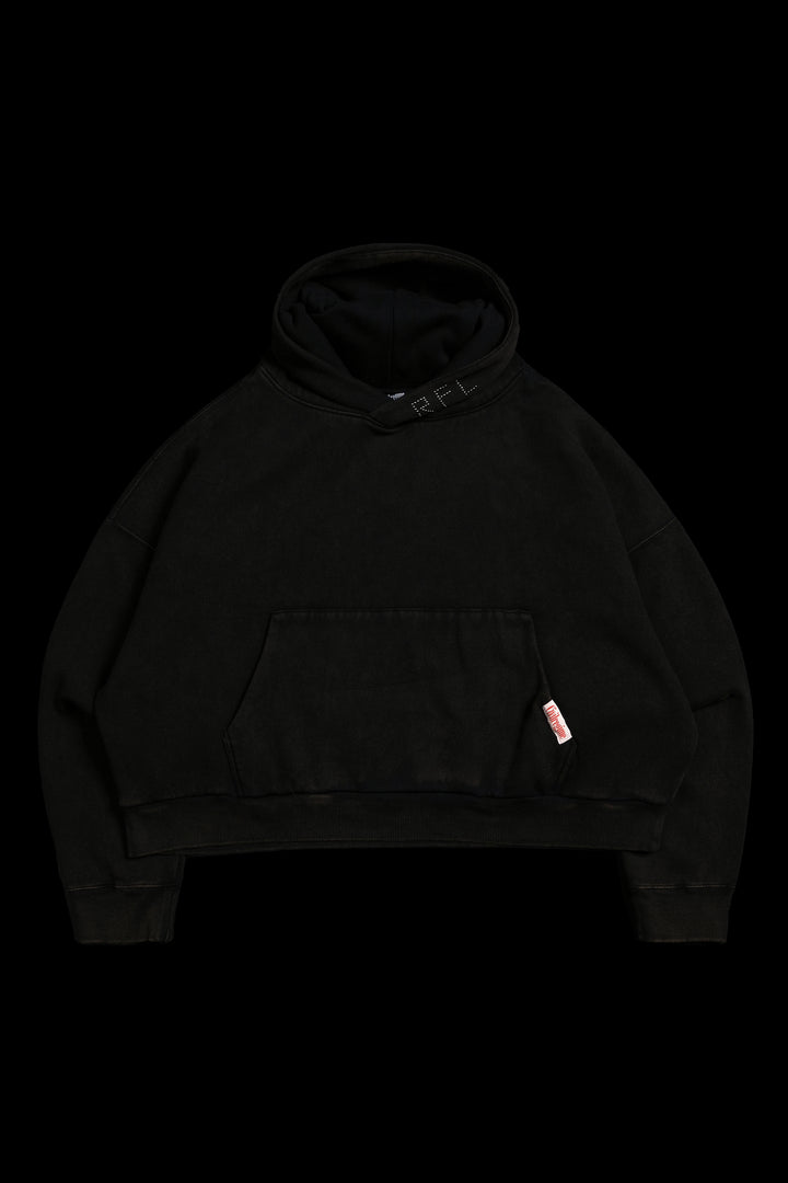 Concrete Sin Odin Oversized Cropped Hoodie in Sun Wash Black