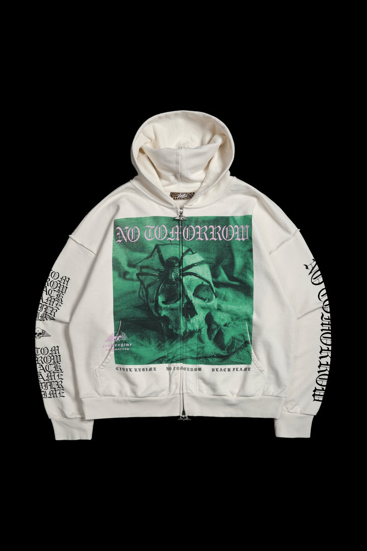 Crawling Out Civil Zip Up Hoodie in Bleached Ivory