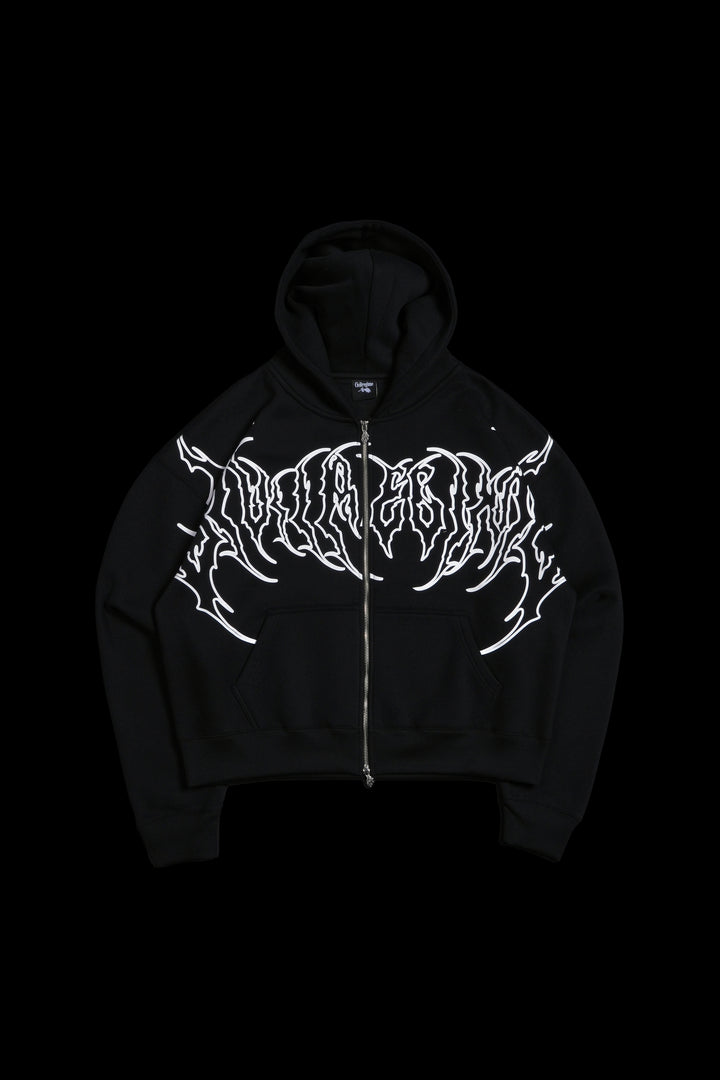 Mega Hesh Core Zip Up Hoodie in Black
