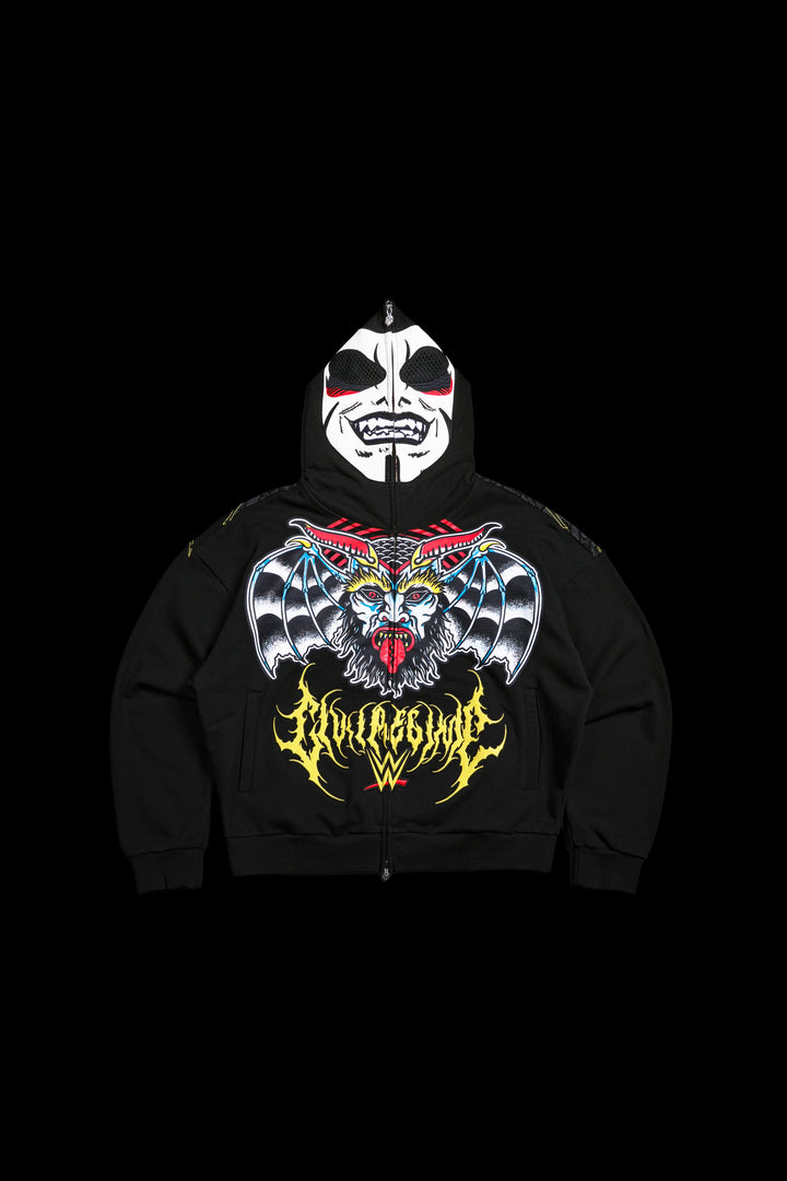 Pure Evil Full Zip Up Hoodie in Black