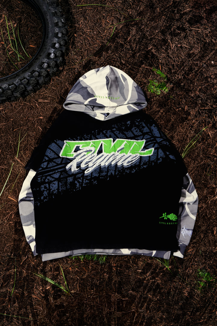 Civil Race Development Lex Double Layer Hoodie in Vintage Black/Camo