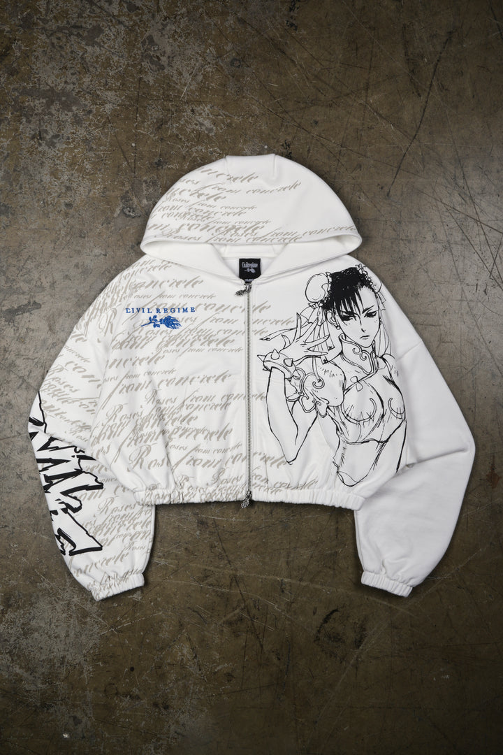 Strongest Rose Ultra Cropped Zip Hoodie in Butter