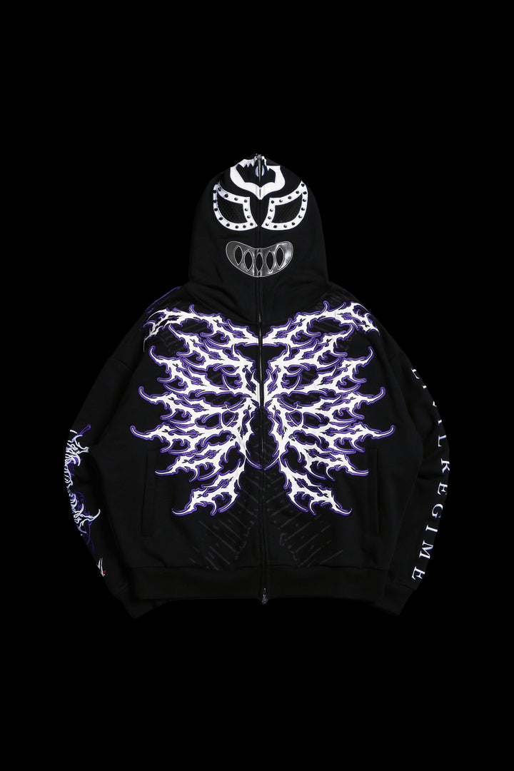 Dirty Dom Wanted Full Zip Up Hoodie in Black