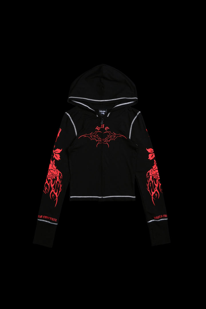 Noir Couture Pookie Zip Up Hoodie in Black