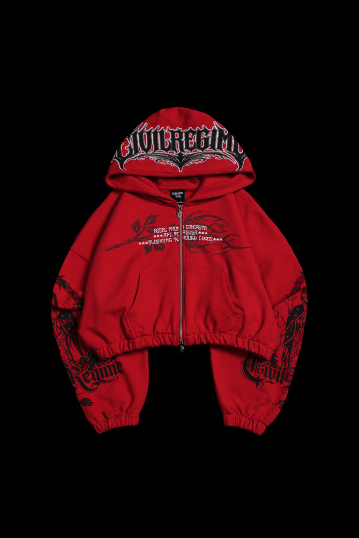 Bloom &amp; Conquer Ultra Cropped Hoodie in Equestrian Red