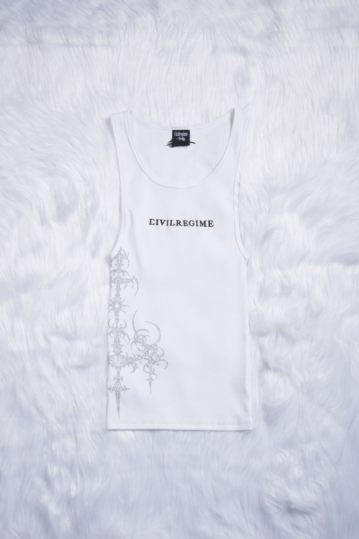 Cyber Bloom Tank Top in White