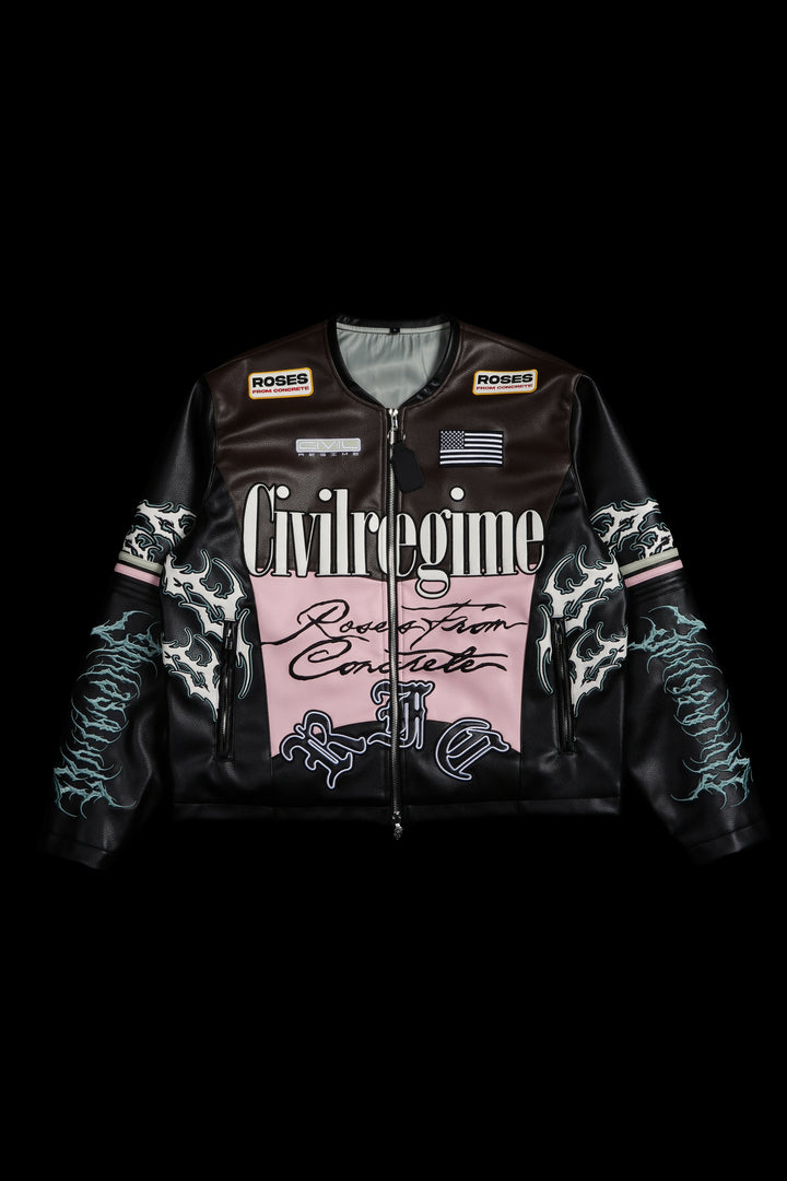 Reckless Spirit Leather Jacket in Black/Brown/Pink