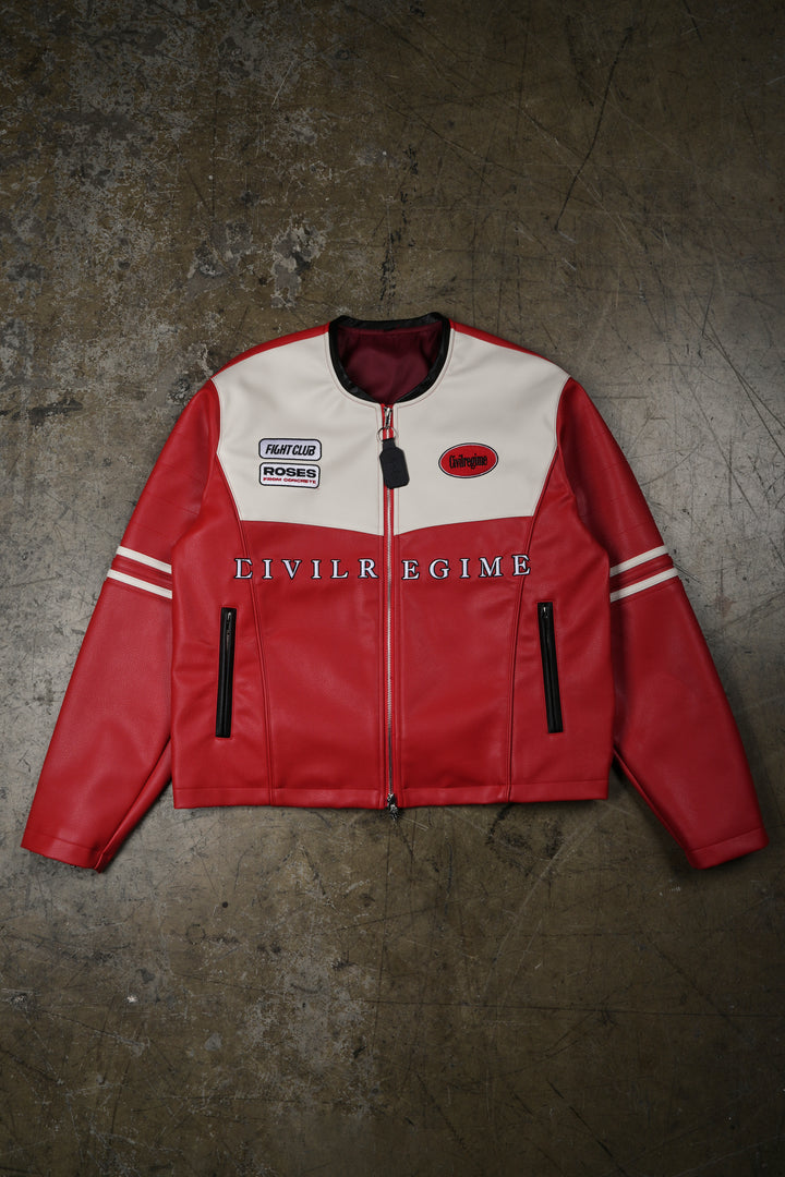 Civil Racing Biker Jacket in Red