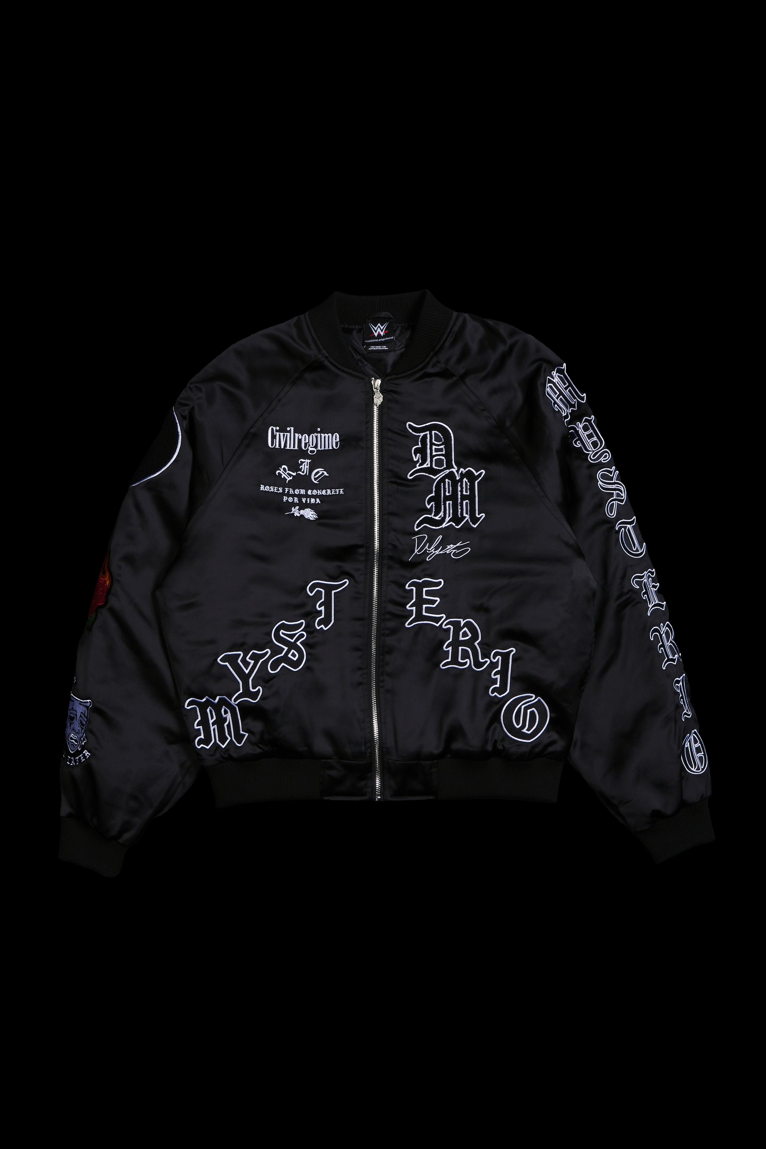 Dirty Dom Satin Bomber Zip Jacket in Black – Civil Regime