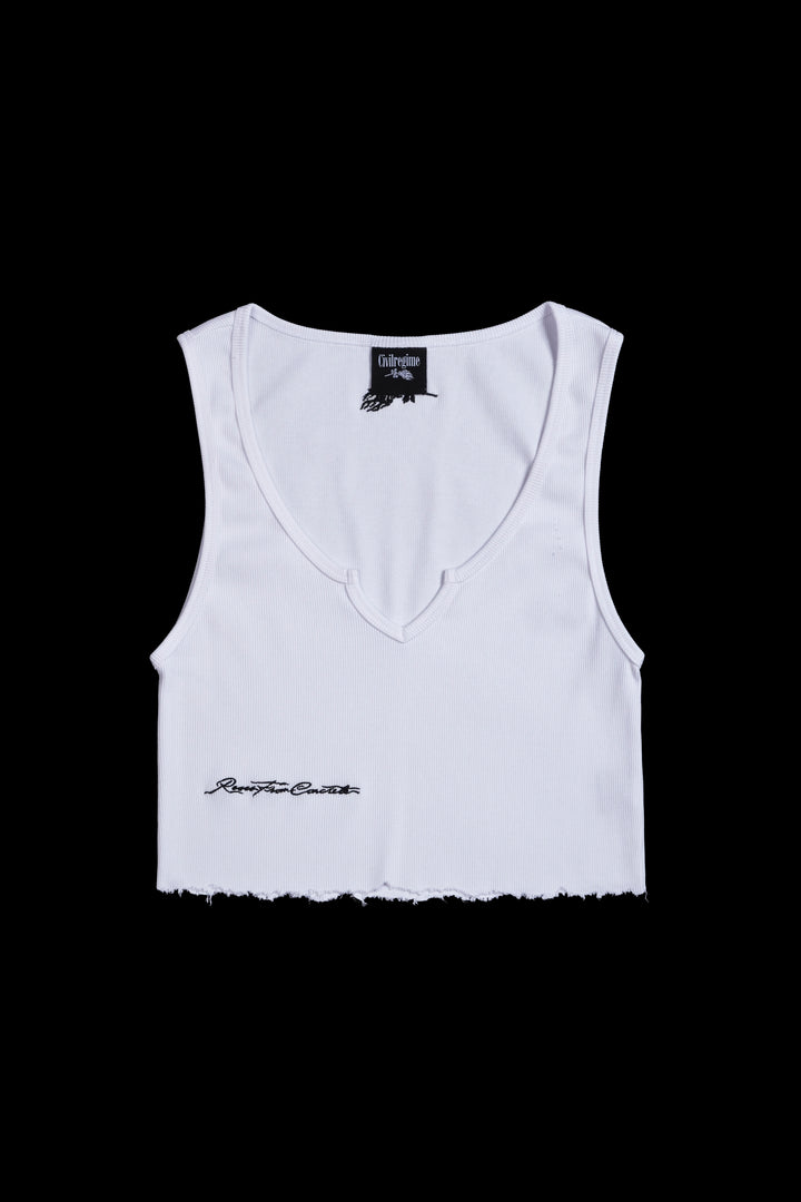 Civil Rose Raw Edge Rib Tank in White