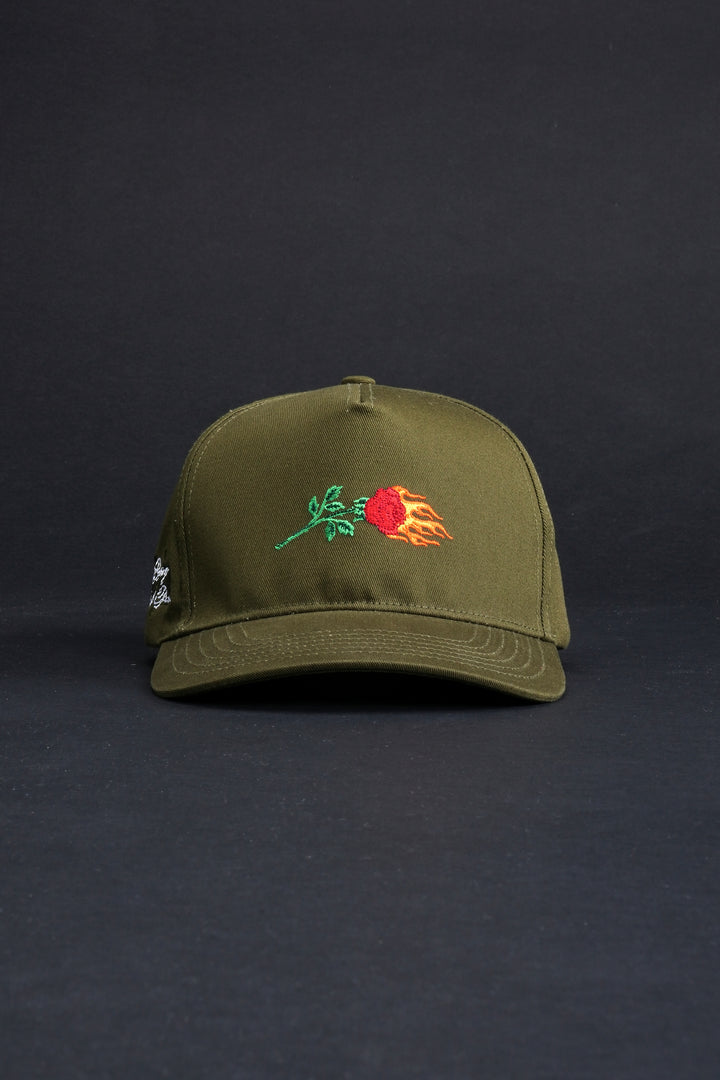 Year Of The Rose 5 Panel Snapback Hat in Olive