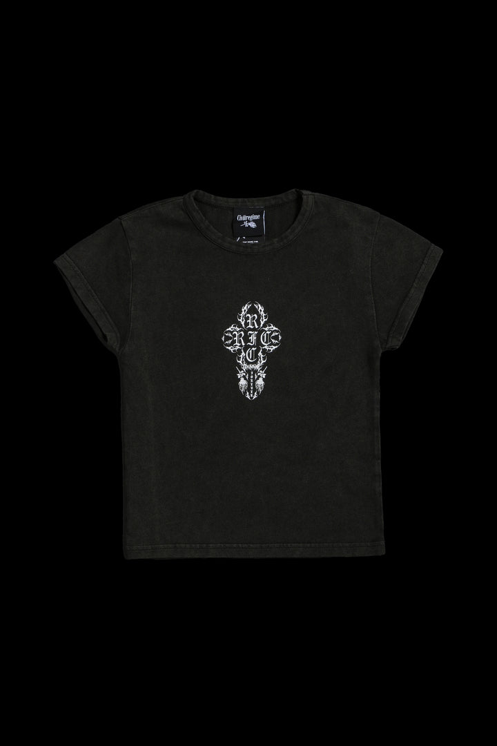 Concrete Sin Baby Tee in Sun Wash Vintage Black