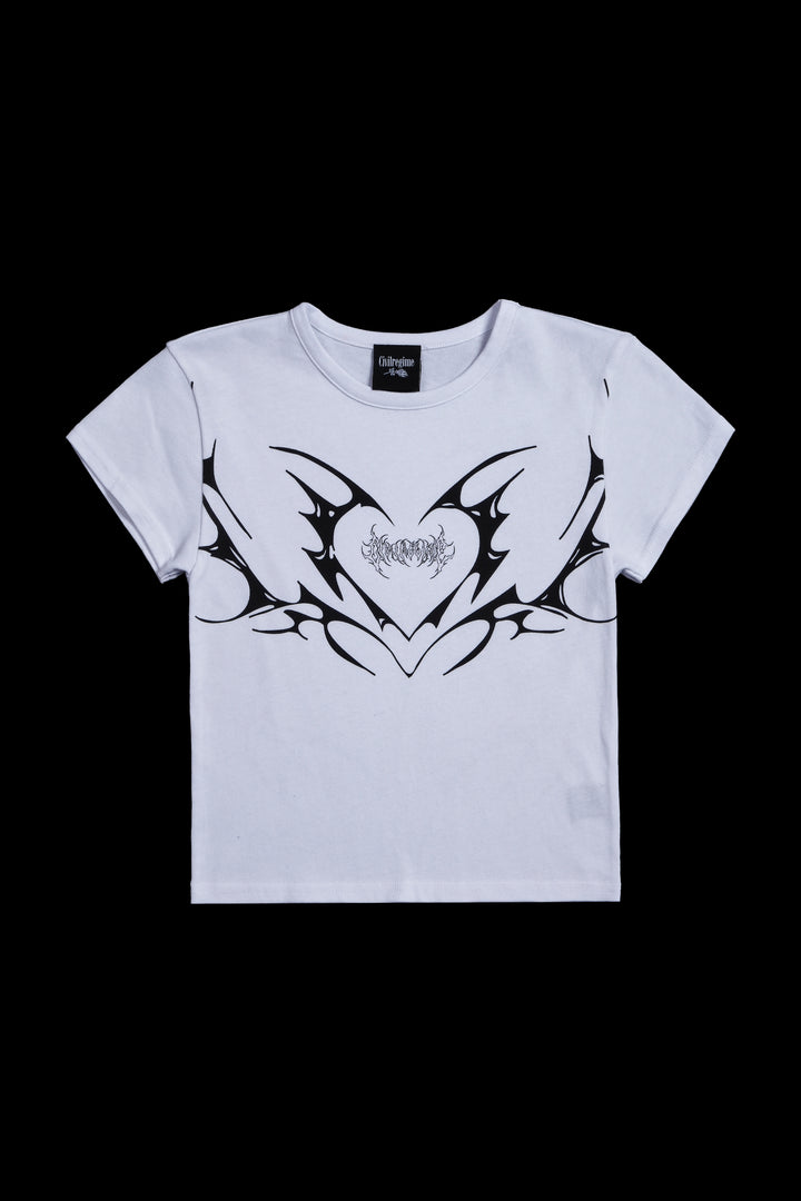 Heart's Eclipse Baby Tee in White