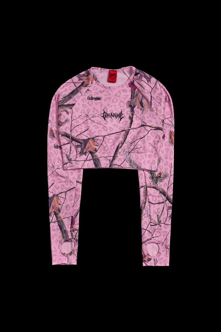 Concrete Forest Seamless L/S Top in Baby Pink Real Leopard Camo