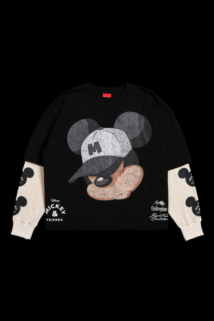 Mickey Twofer Thermal Sleeves in Black/Butter