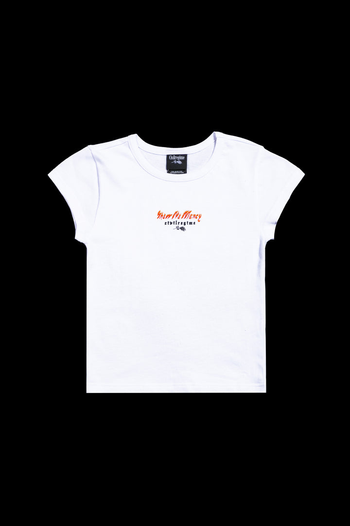 No Mercy Baby Tee in White