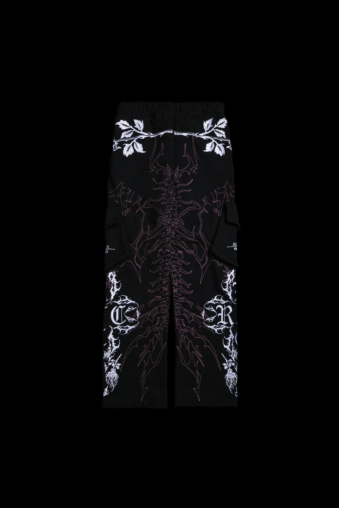 Surging Through The Blossoms Eternal Cargo Pants in Black/Pink