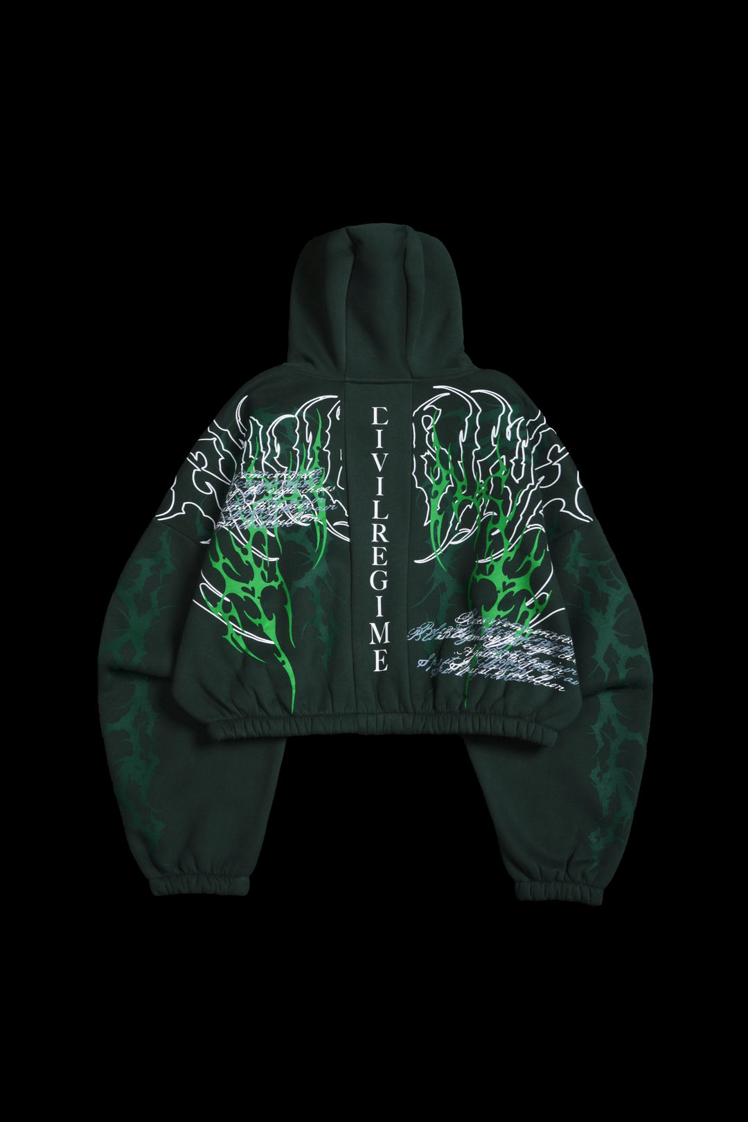Letter To You Ultra Crop Zip Up Hoodie in Dark Green